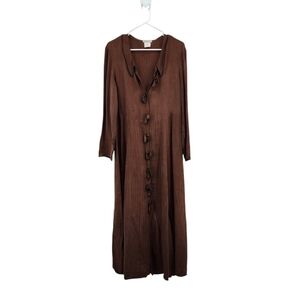 Tea & Scones Women's Vintage Long Sleeves Ribbon Front Maxi Dress - M